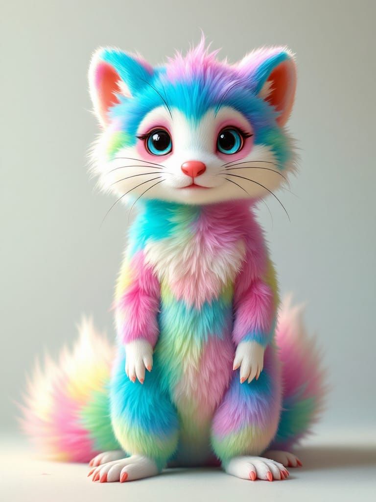 Cartoon Fox-Ferret Fursuit in Whimsical Style