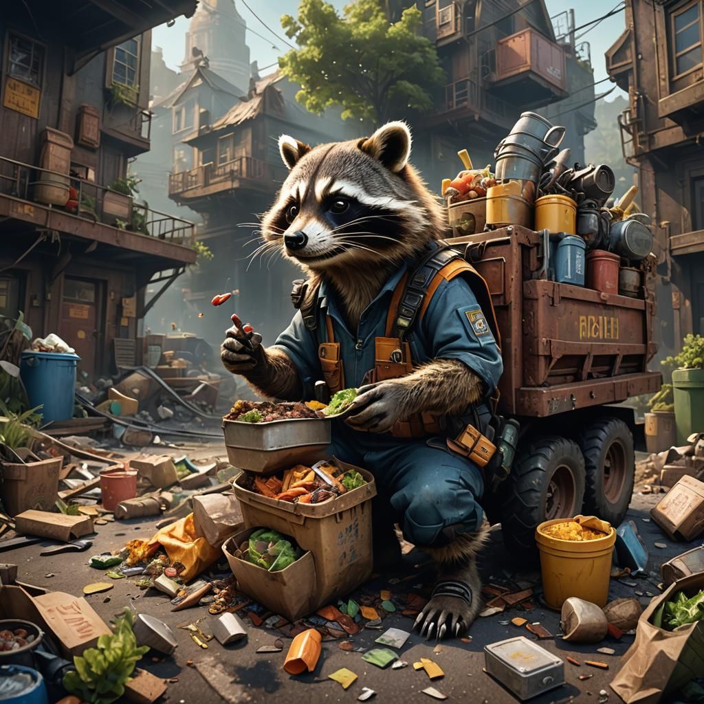Raccoon Feast: Detailed Fantasy Concept Art