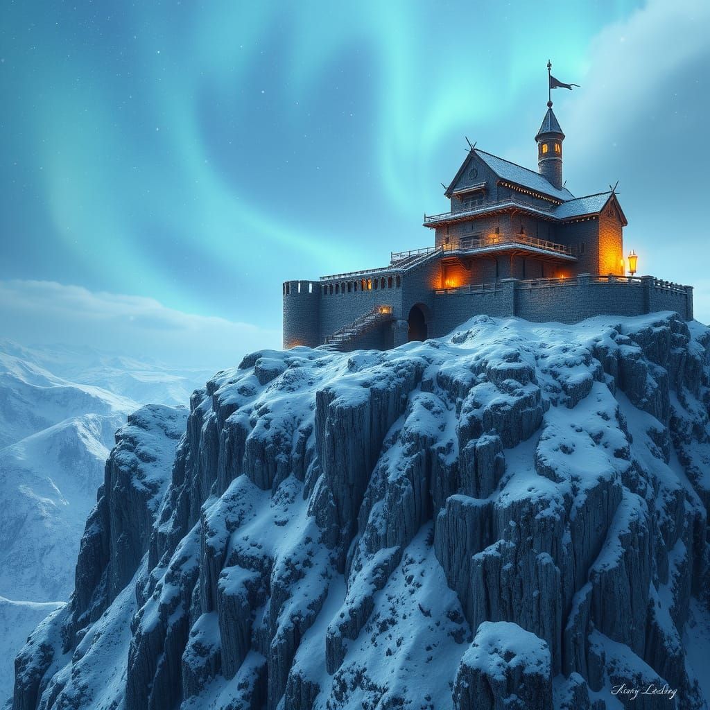Majestic Viking Fortress in a Winter Wonderland