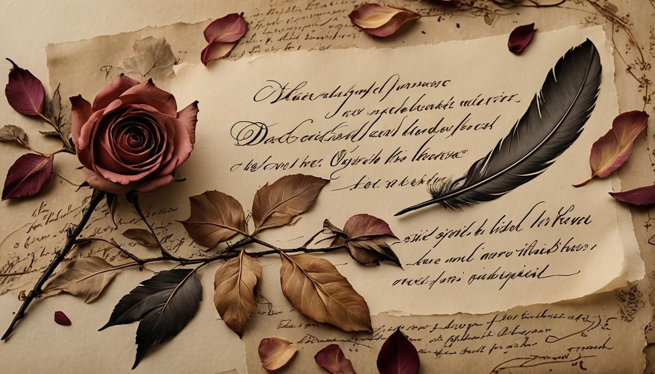 Elegant Calligraphy Signature with Rose Petals
