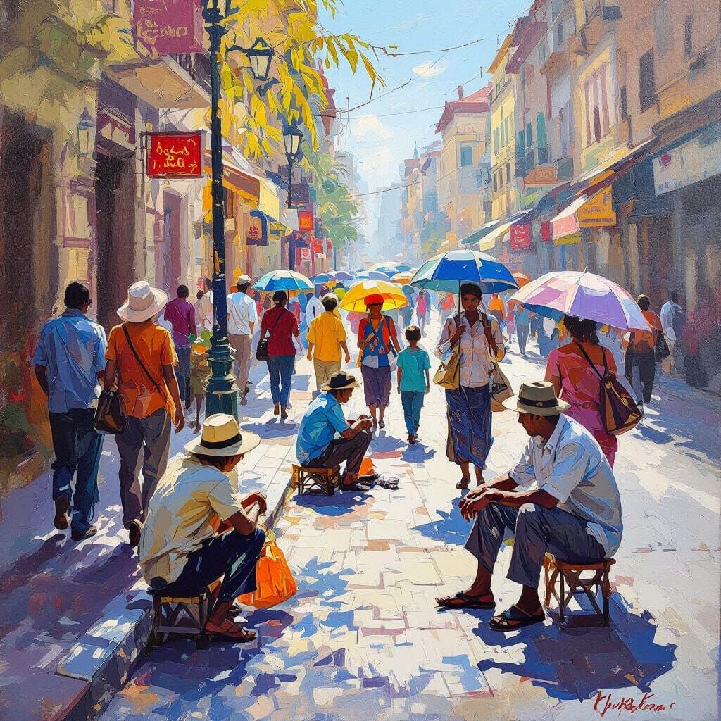 Street Scene Depicting Rich and Poor Inequality in Afternoon...