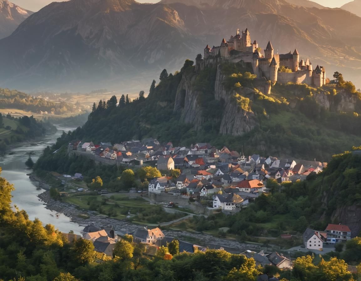 Mountain Castle Sunrise: A Digital Photography Landscape