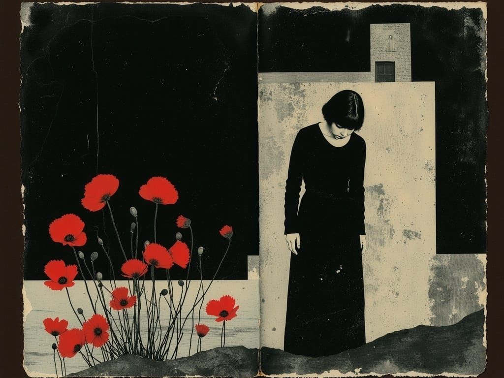 Quiet Strength in a Sunset Landscape with Poppies