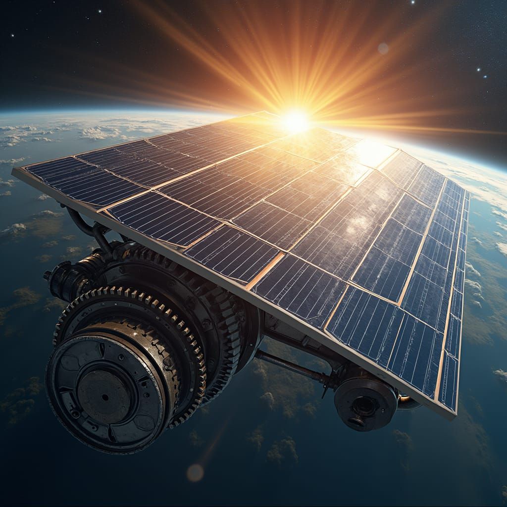 Futuristic Solar Panel Harvests Sun's Energy, Rotating the E...