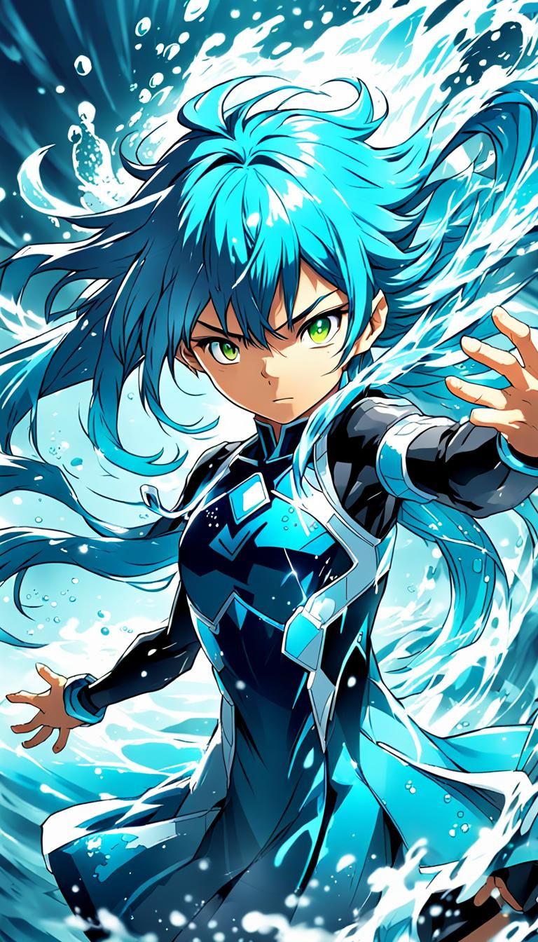 Water Elemental Power in Anime Style