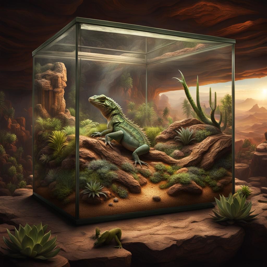 Lizard in Arizona Desert Terrarium: Digital Matte Painting