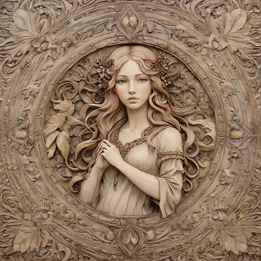 Virgo Symbol Carved in Leather
