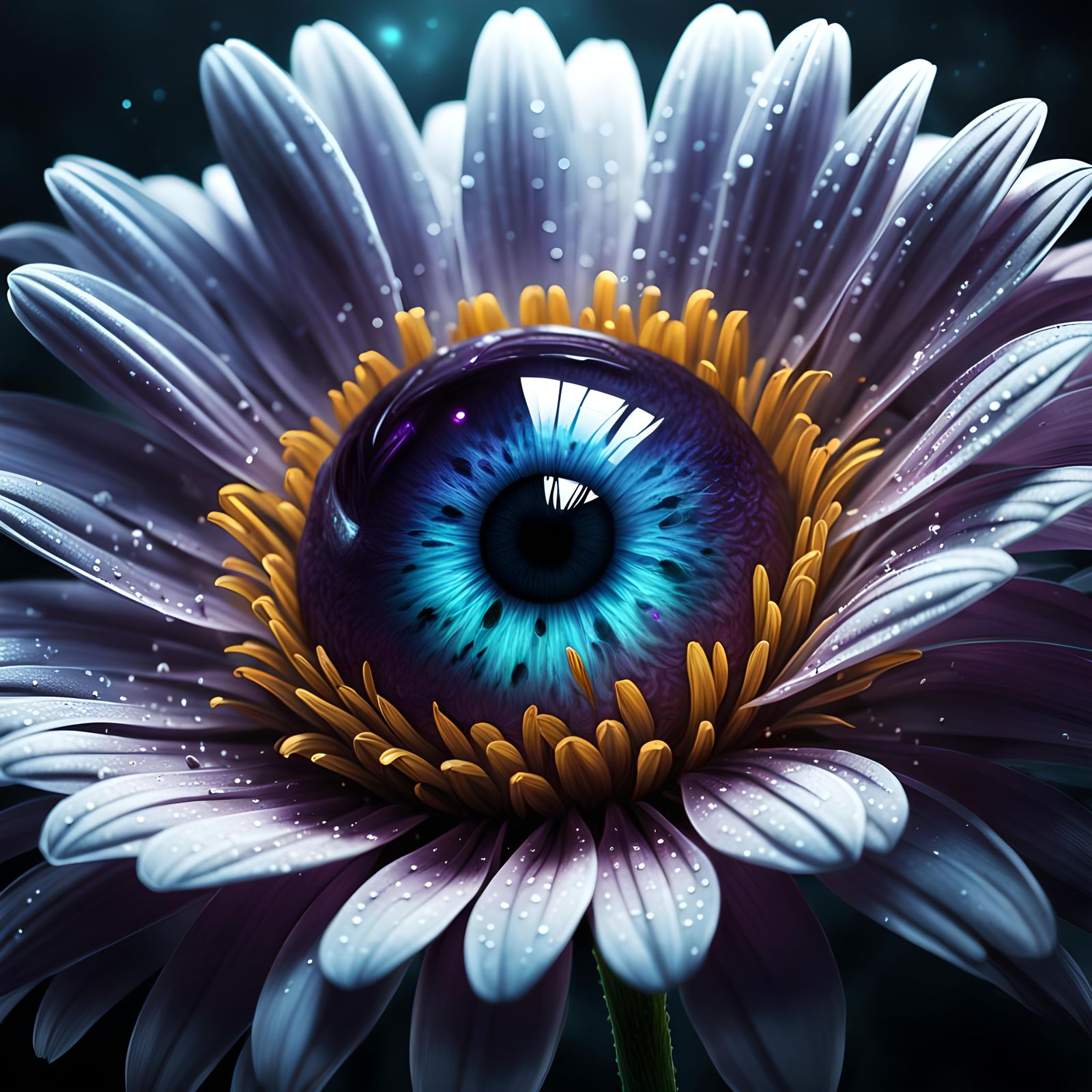 Surreal Eyeball Daisy in Detailed Fantasy Art