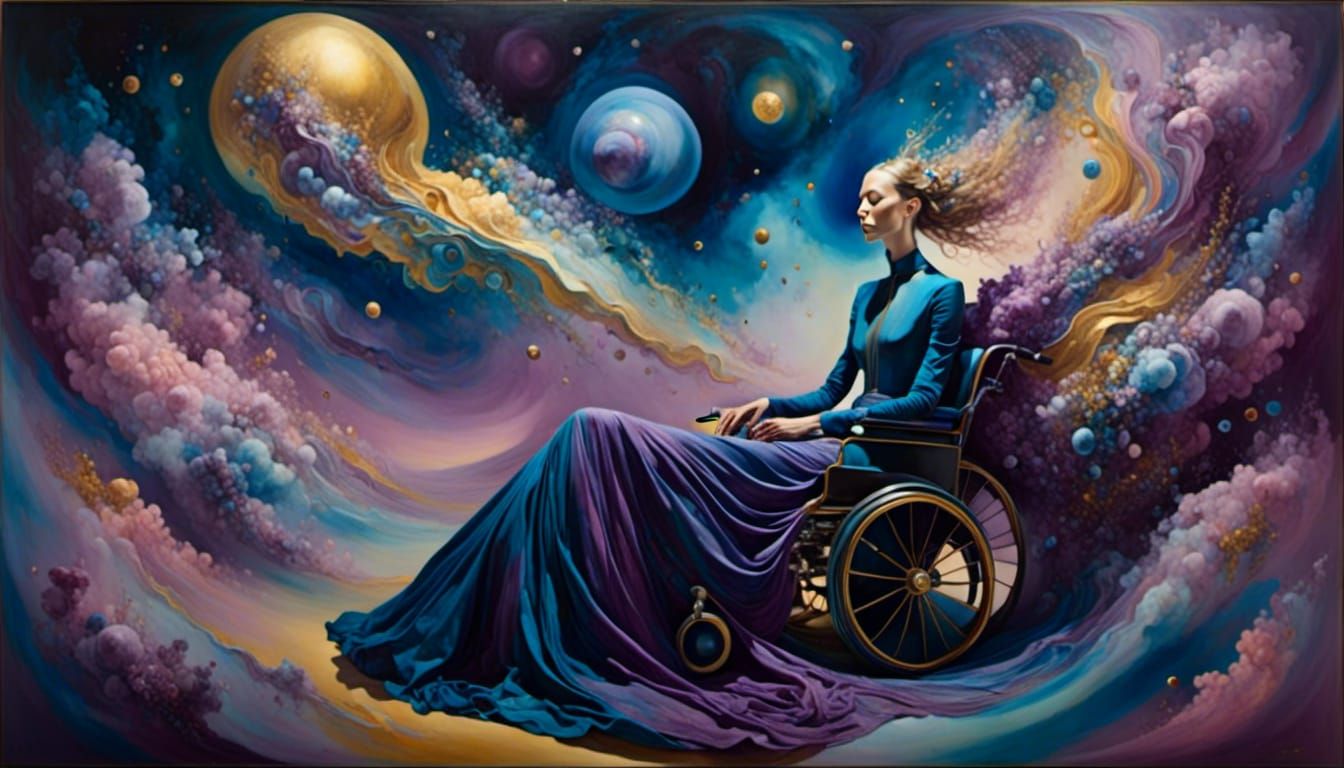 Mystical Being in Starry Sky: Surreal Portrait