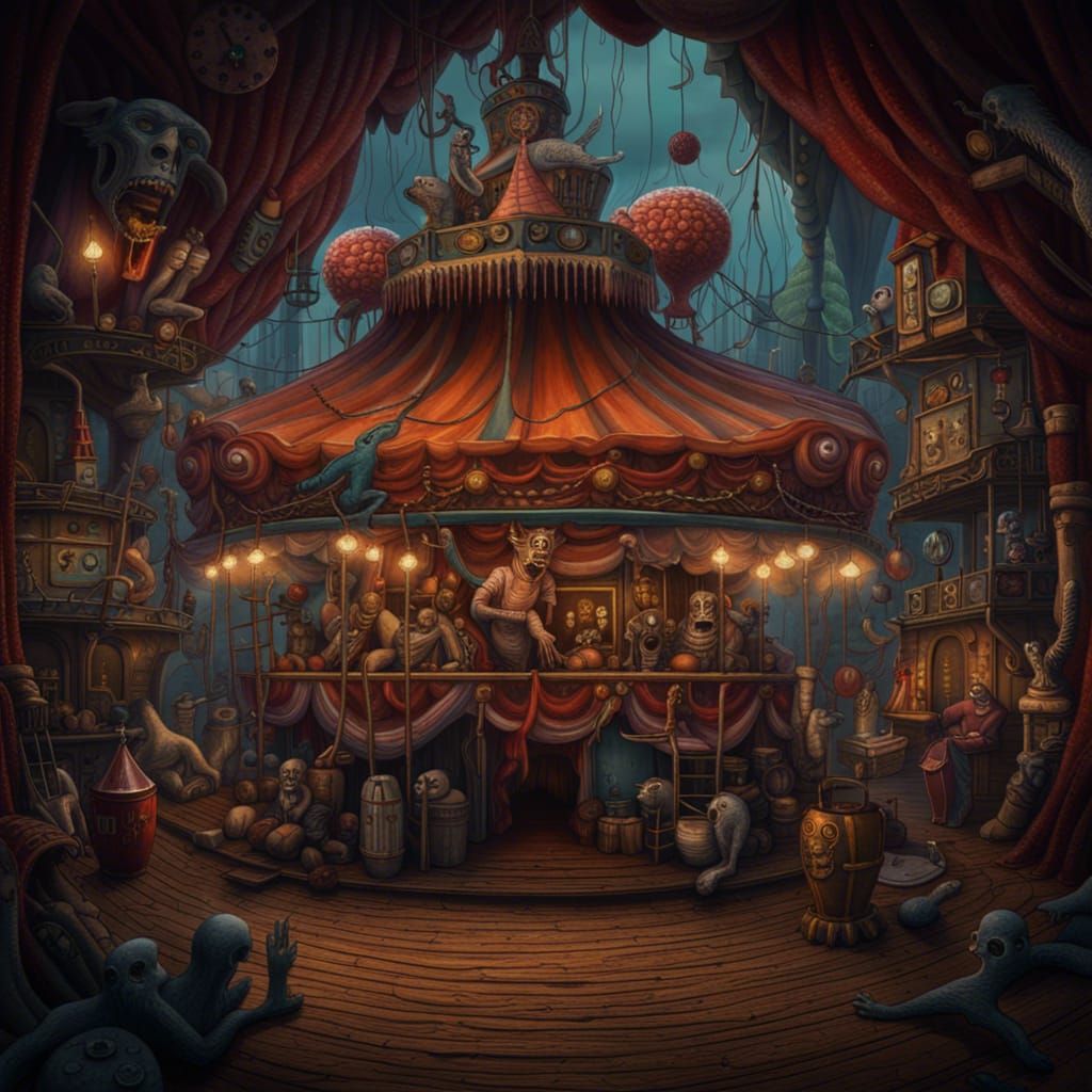Horror Circus Freak Show as Detailed Matte Painting