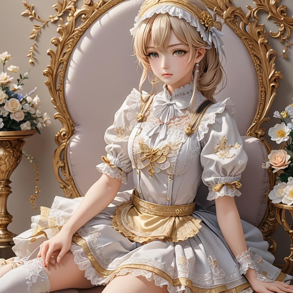 Anime Boy in Maid Outfit, 3D Render