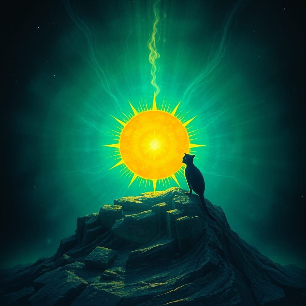 Surreal Sun Inside Earth with Cities of Light