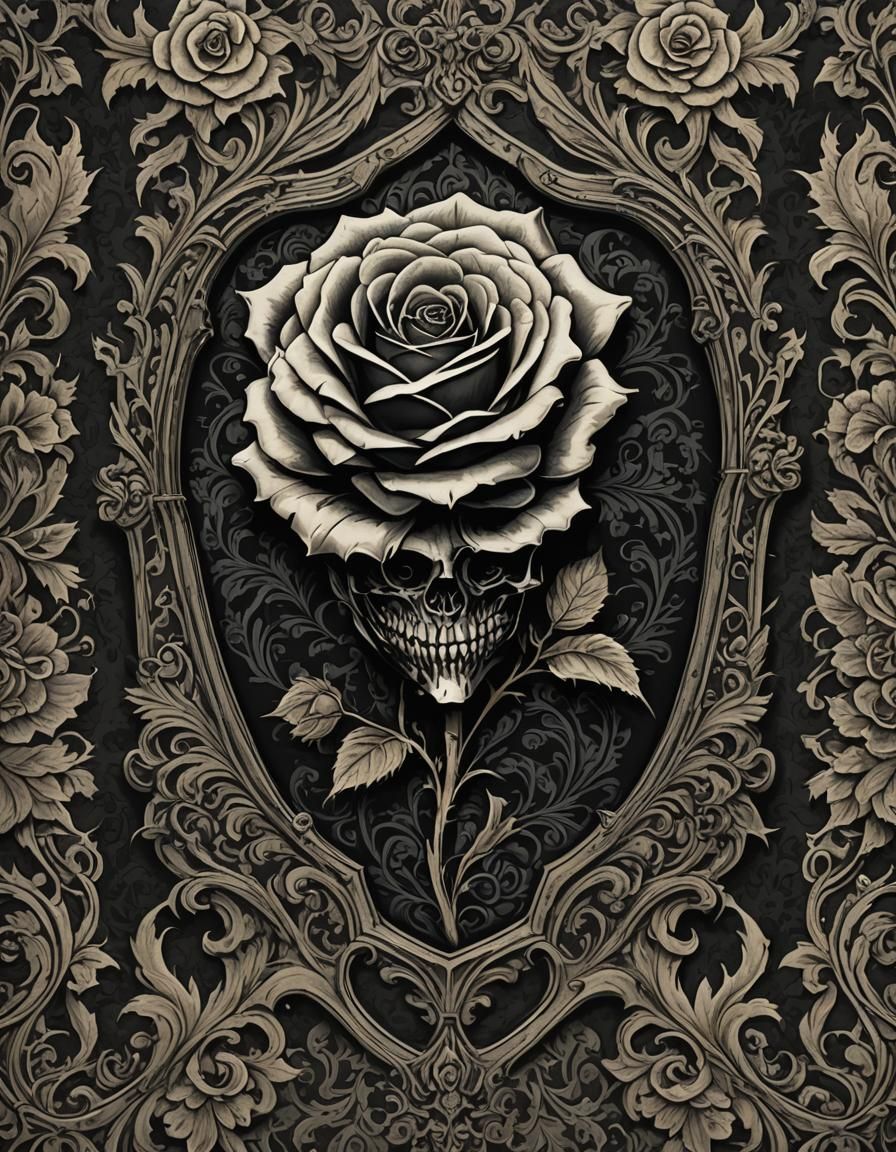 Gothic Victorian Vampire Coffin in Dark Damask