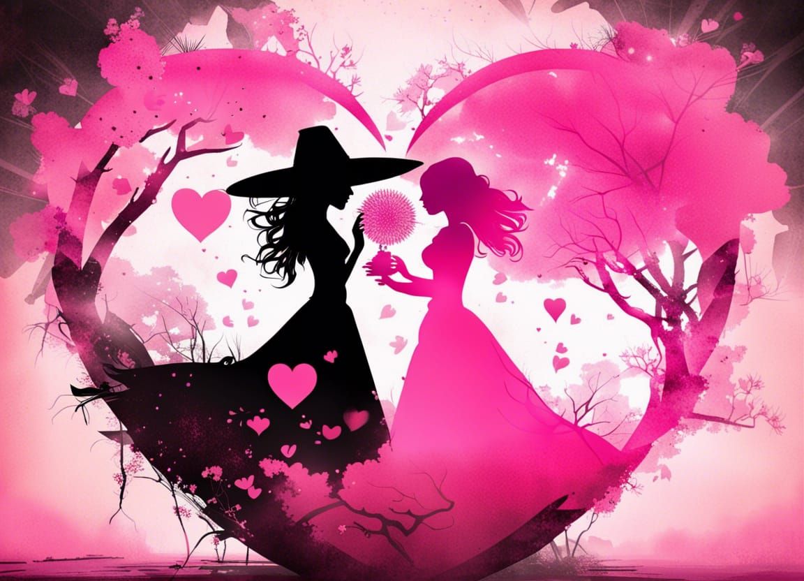 Pink Radiance: A Witch's Wedding in Silhouette