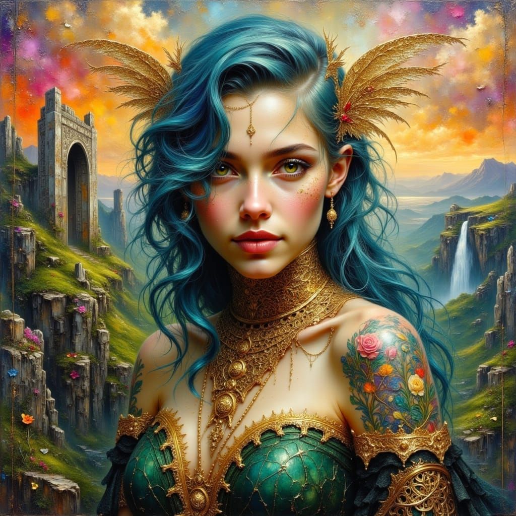 Ethereal Celtic Goddess in Surreal Oil Painting