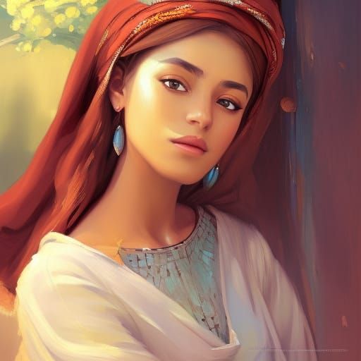 Berber Woman Portrait in Studio Ghibli Style