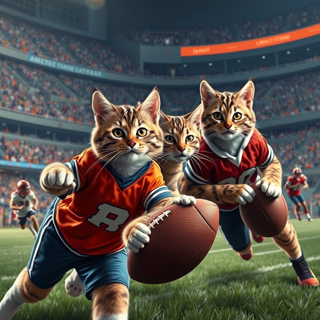 Football Frenzy American Bobtail Cats in Sports Jerseys