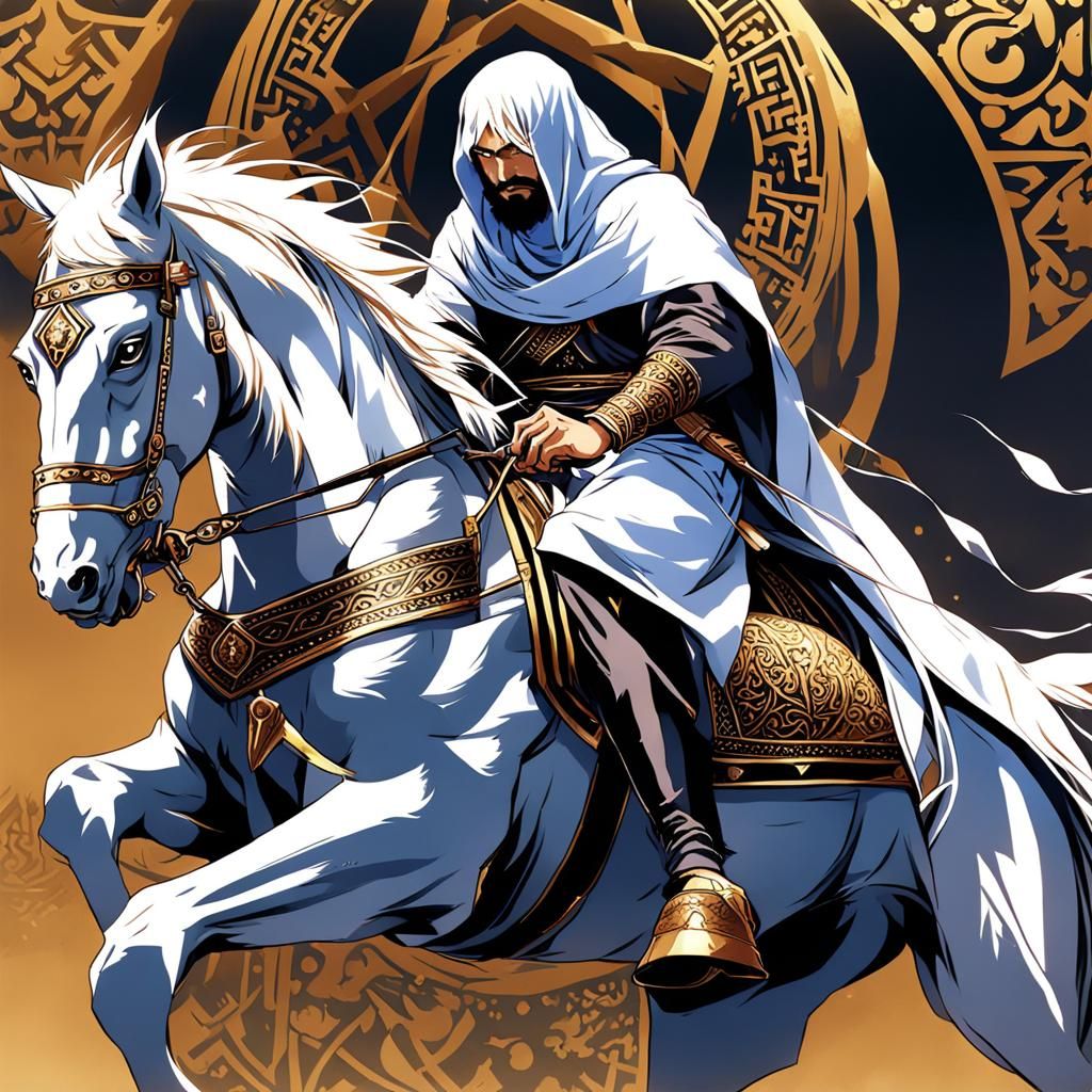 Arab Assassin on Horse in Anime Style