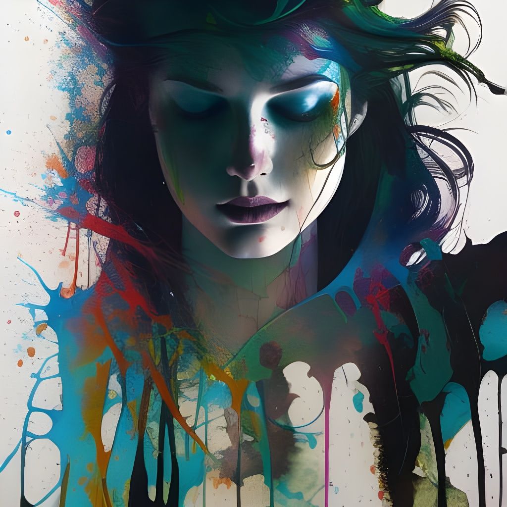 Colorful Ink Splash Dancer in Oil Painting Style