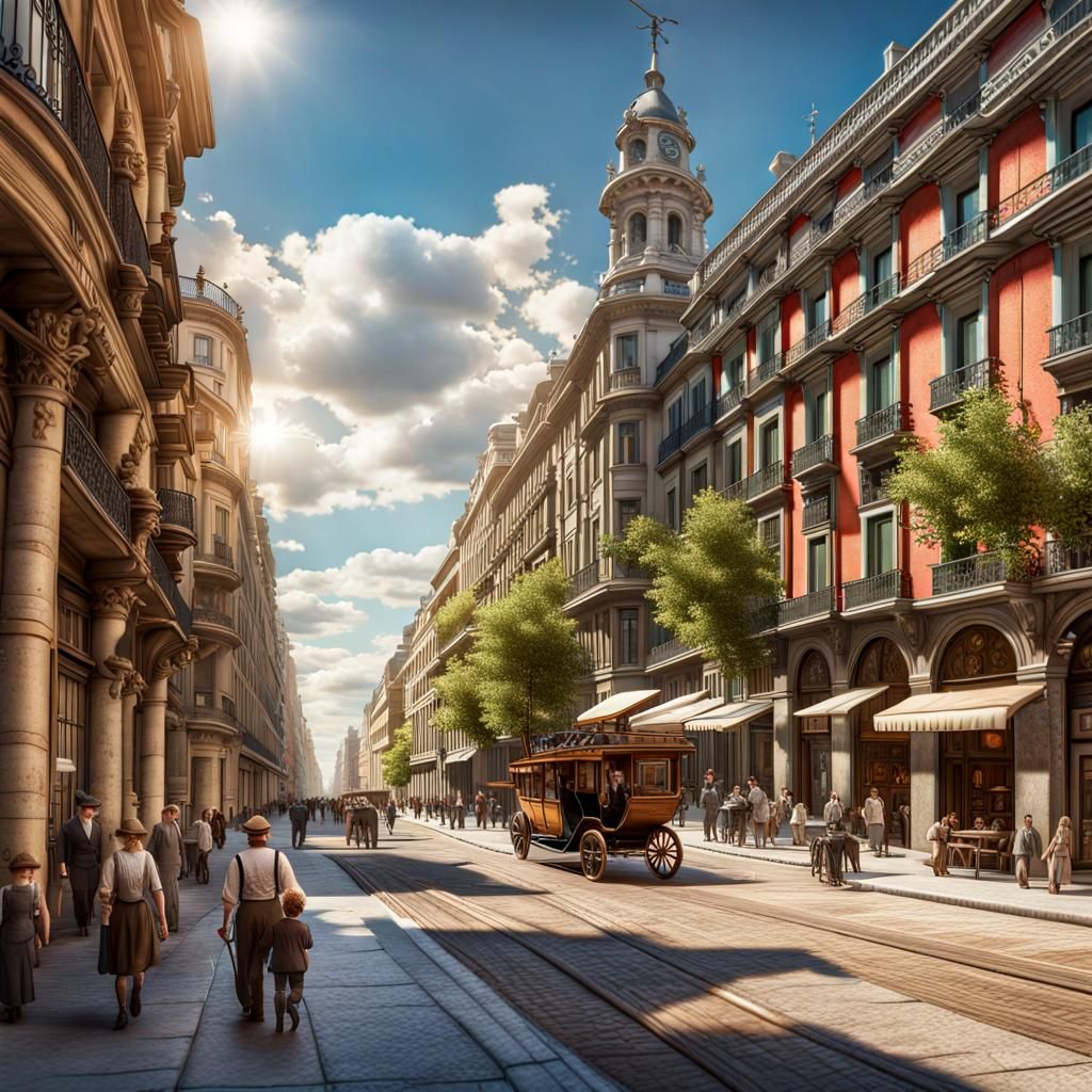 Gran Vía in Madrid, summer of 1900