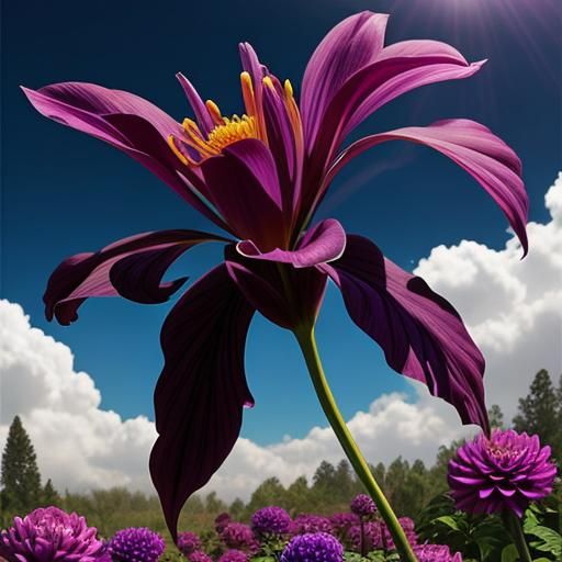 Magnificent Purple Dahlia Flower in Bloom