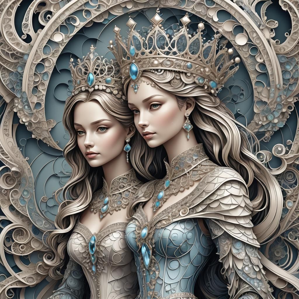 Queen and Princess in Abstract Fractal Art