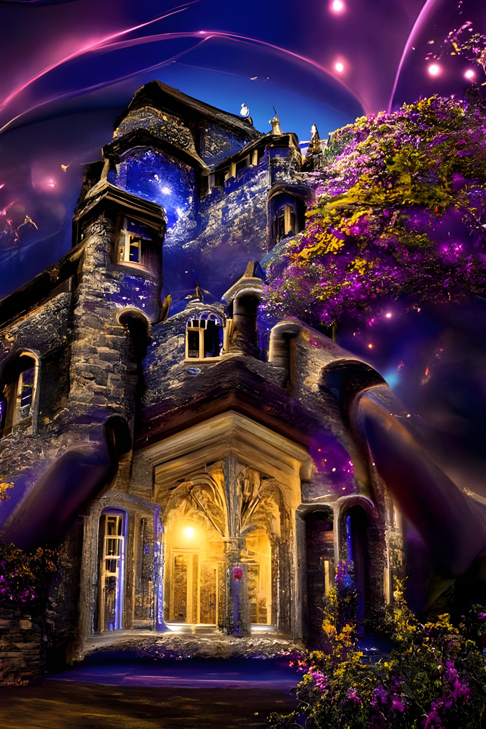 Mystical Castle Manor House with Astral Garden