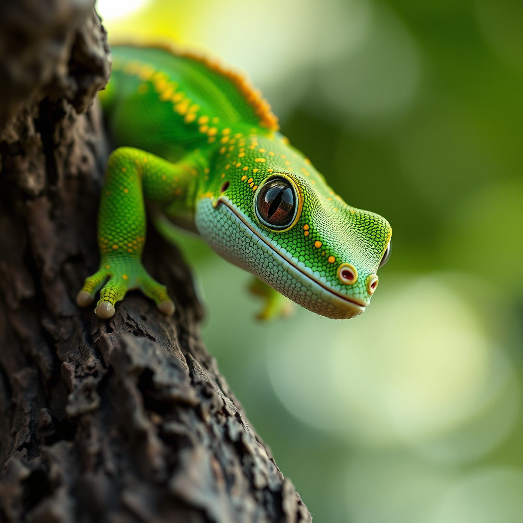 Vibrant Gecko Portrait in Hyperrealistic Detail