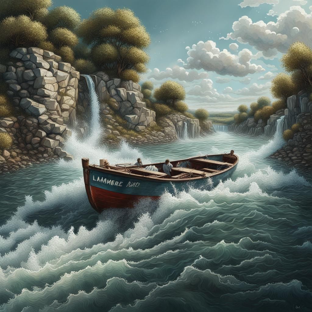 Surreal River Dreamscape in Hyperrealistic Style