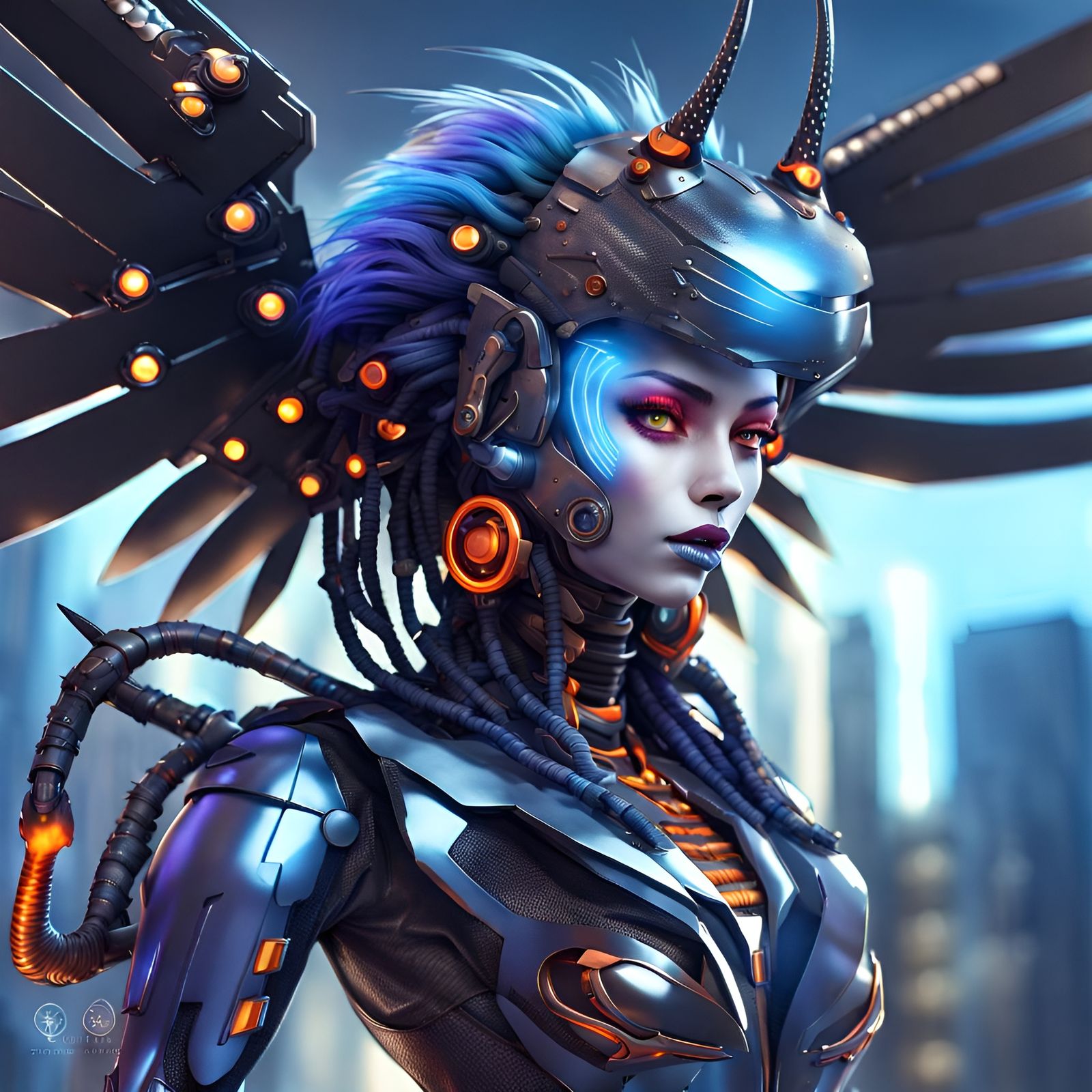 Robot Queen Overlord in Cyberpunk Style