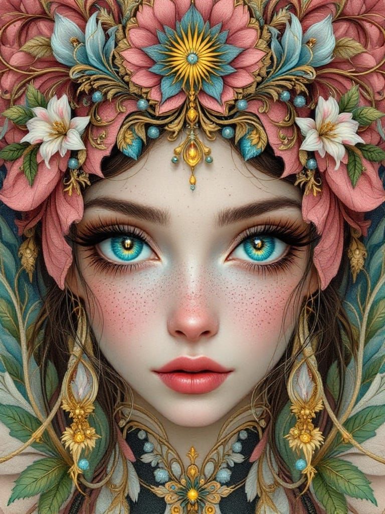 Ethereal Fairy Portrait in Pre-Raphaelite Style