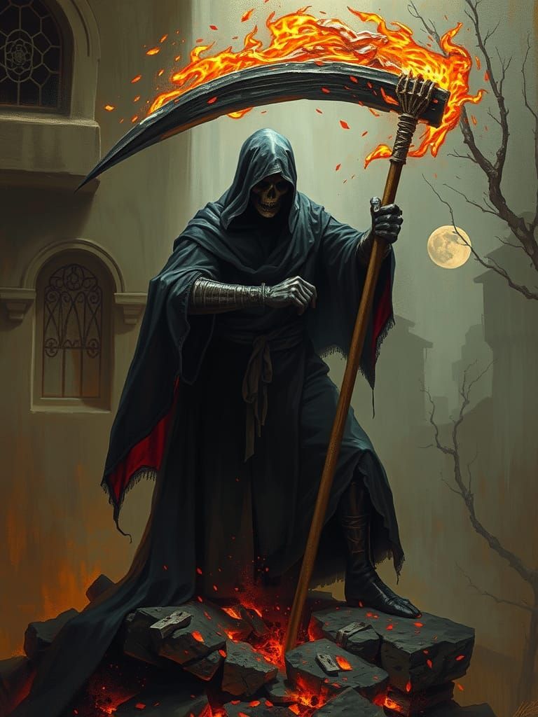Fiery Grim Reaper Scythe of Death