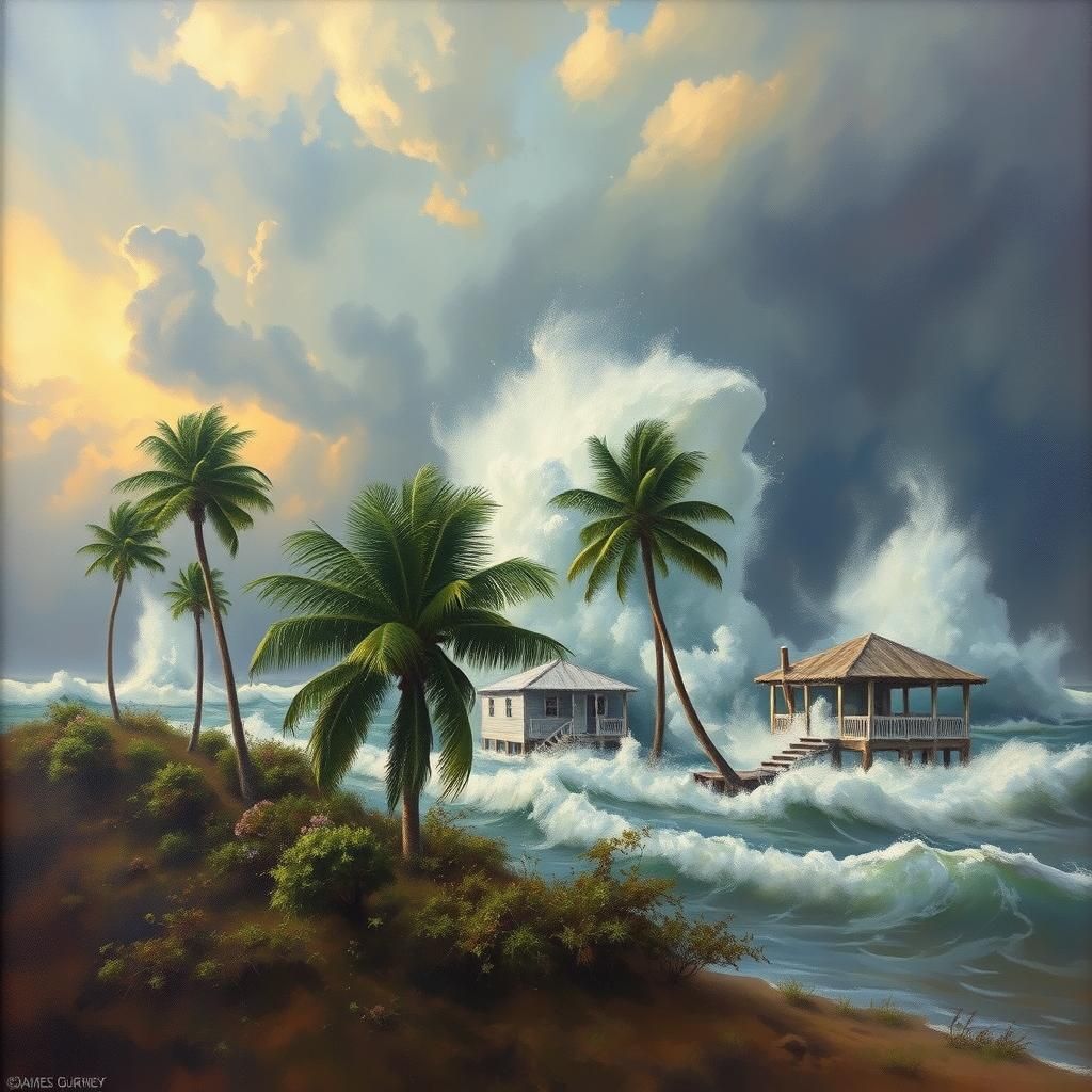 Dramatic Storm Threatens Florida, Oil Painting