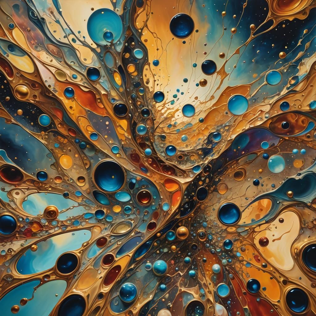 Surreal Cosmic Debris in Dreamlike Void as Oil Painting