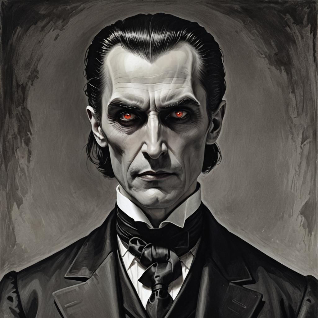 Dark and Impressive Count Dracula in Gothic Castle