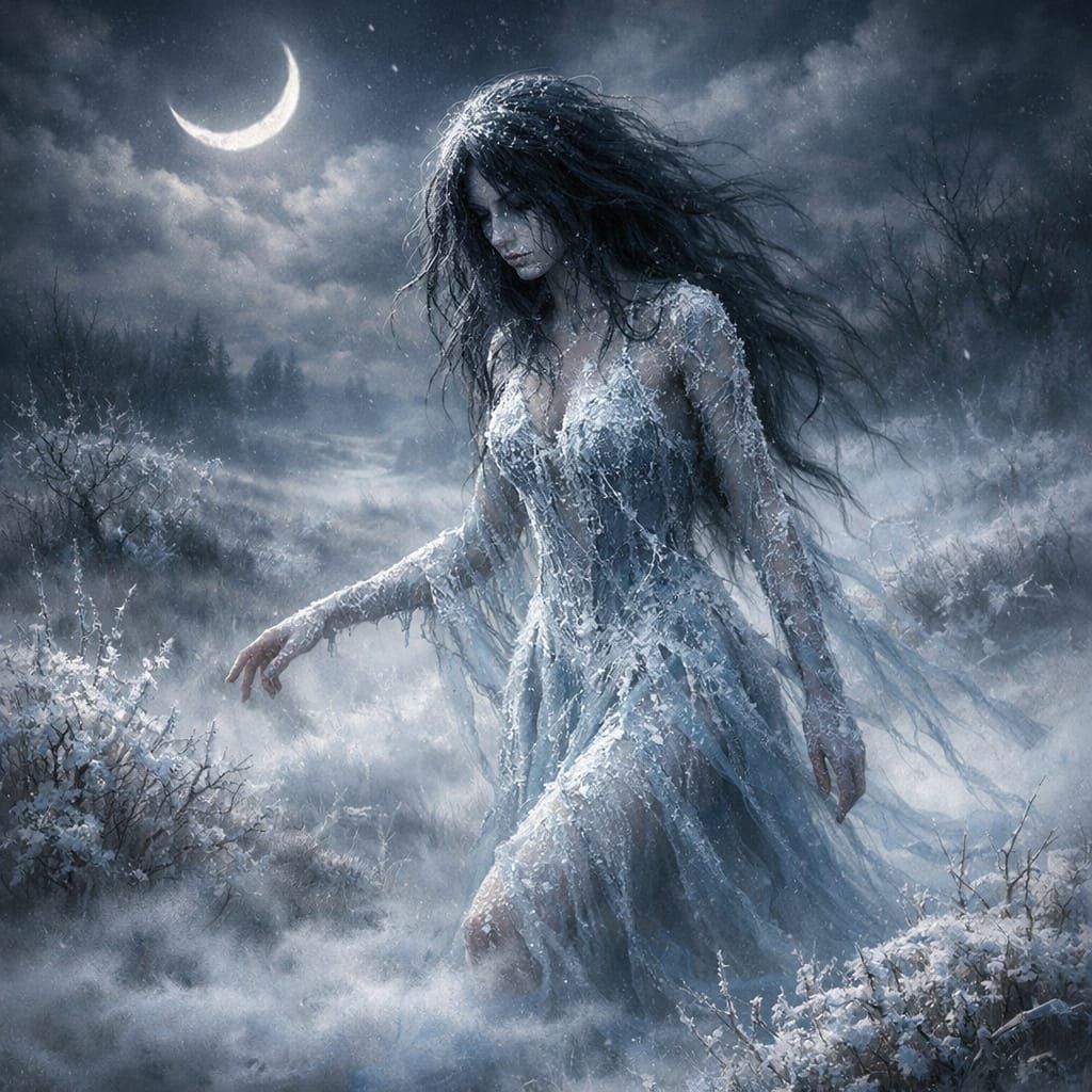 Ethereal Phantom Woman on Frosty Dead Moors