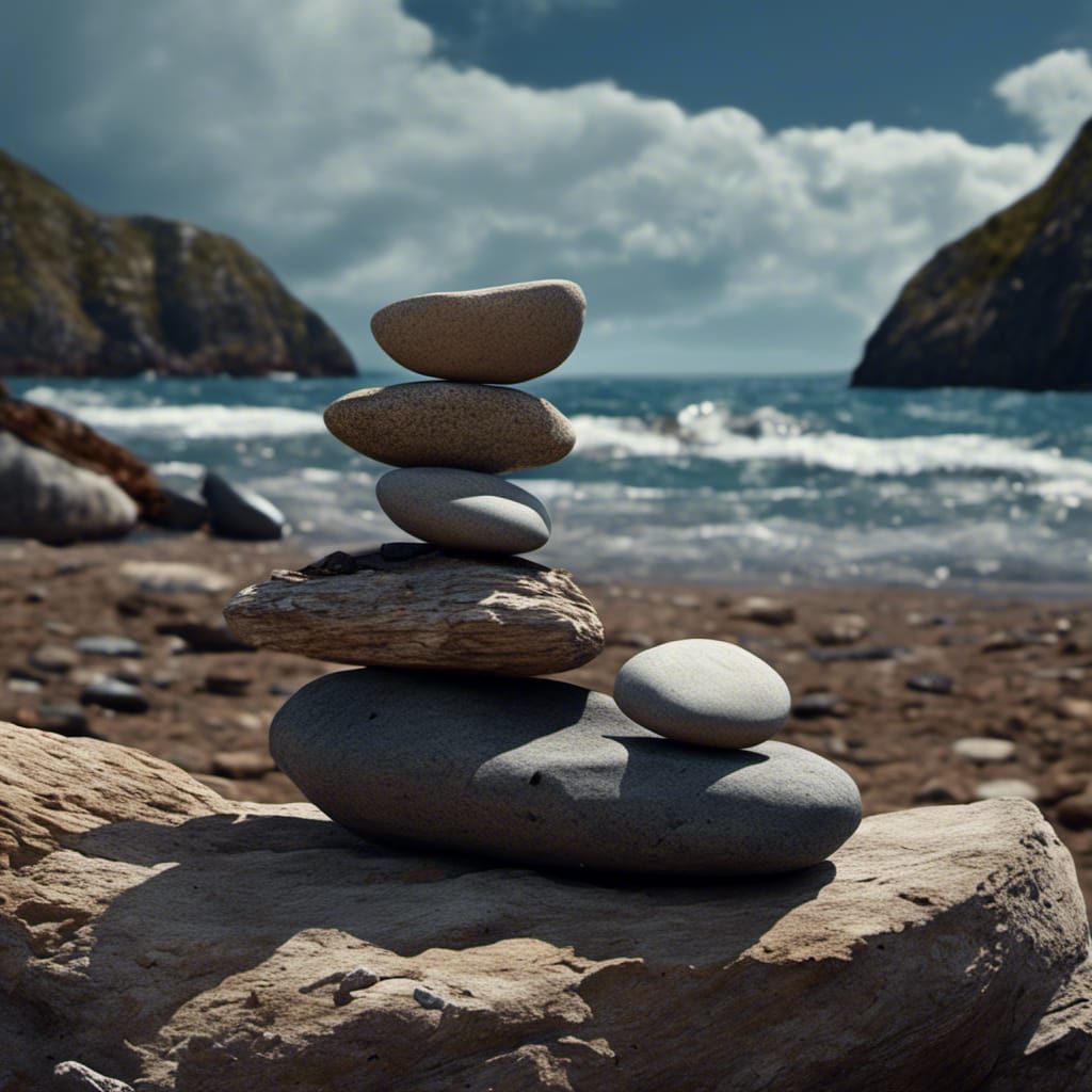 Harmonious Balanced Stones in Hyperrealistic Style