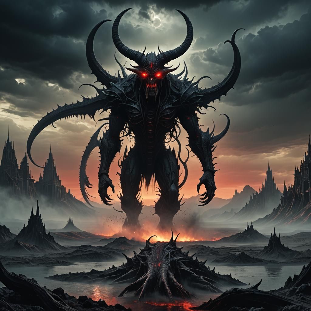 Monster Rises to Destroy City: Cinematic Digital Painting