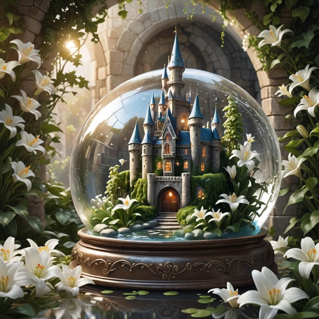 Snowglobe Castle: Hyperrealistic Digital Art