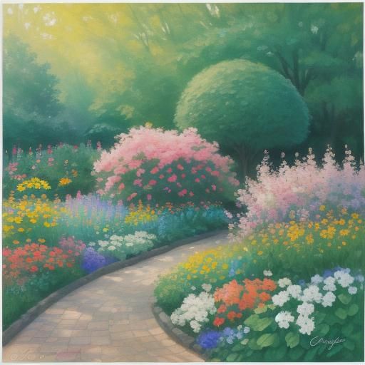 Golden Light on Vibrant Flowers: An Impressionist Garden