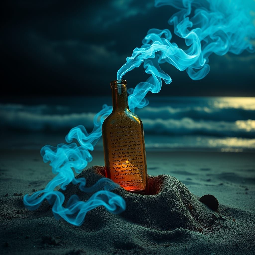 Beach Bottle Discovery in Renaissance Style