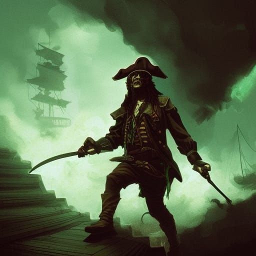 Pirate Ascending Steps with Stinky Green Smoke