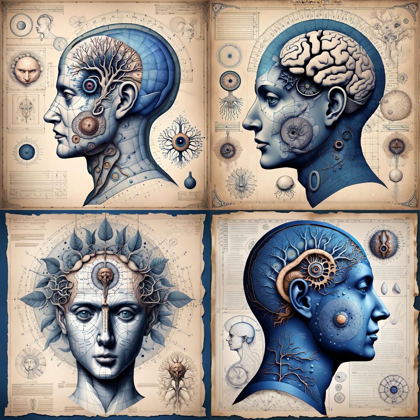 Human Head Drawing Inspired by Voynich Manuscript