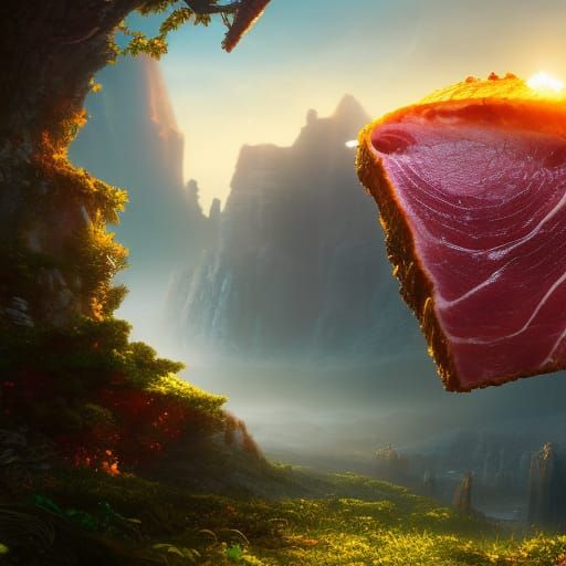 Juicy Ham Slice: Detailed Fantasy Art
