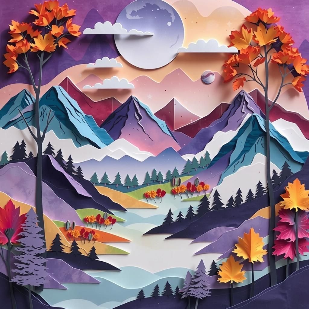 Autumn Landscape in Three-Dimensional Decoupage