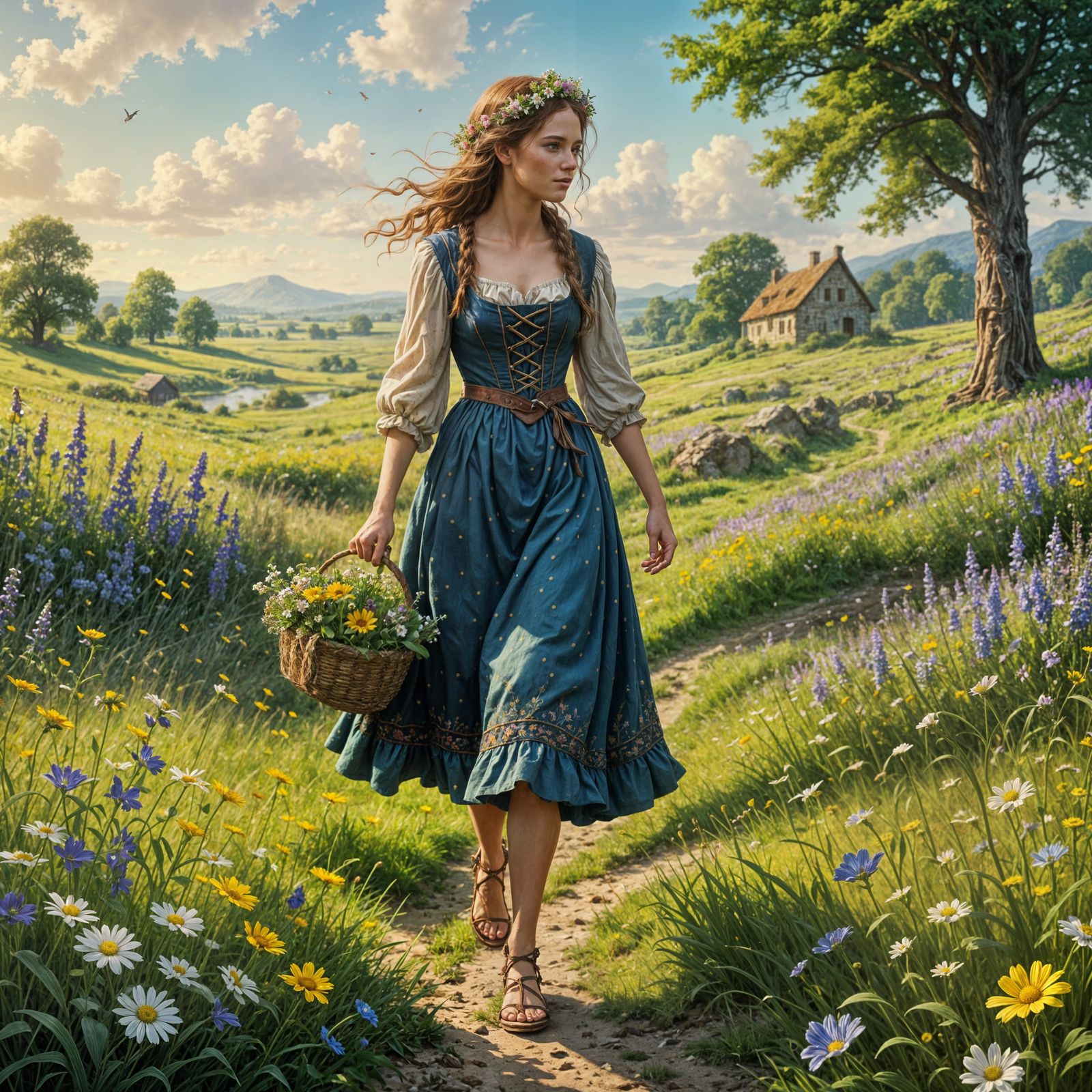 Enchanting Springtime Scene in Whimsical Fantasy Style