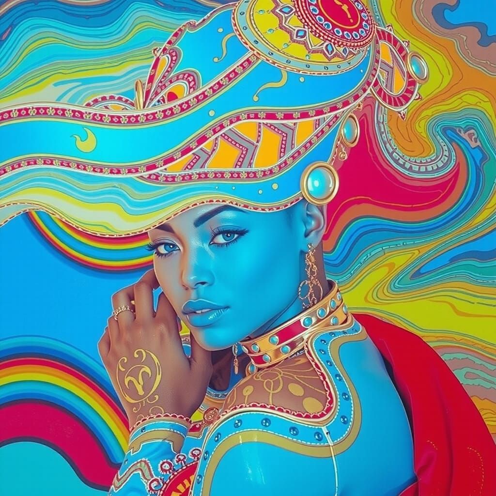 Surreal African Queen in Flamboyant 3D CGI Style