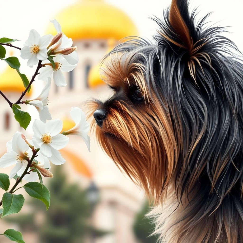 Elegant Yorkshire Terrier in Whimsical Profile