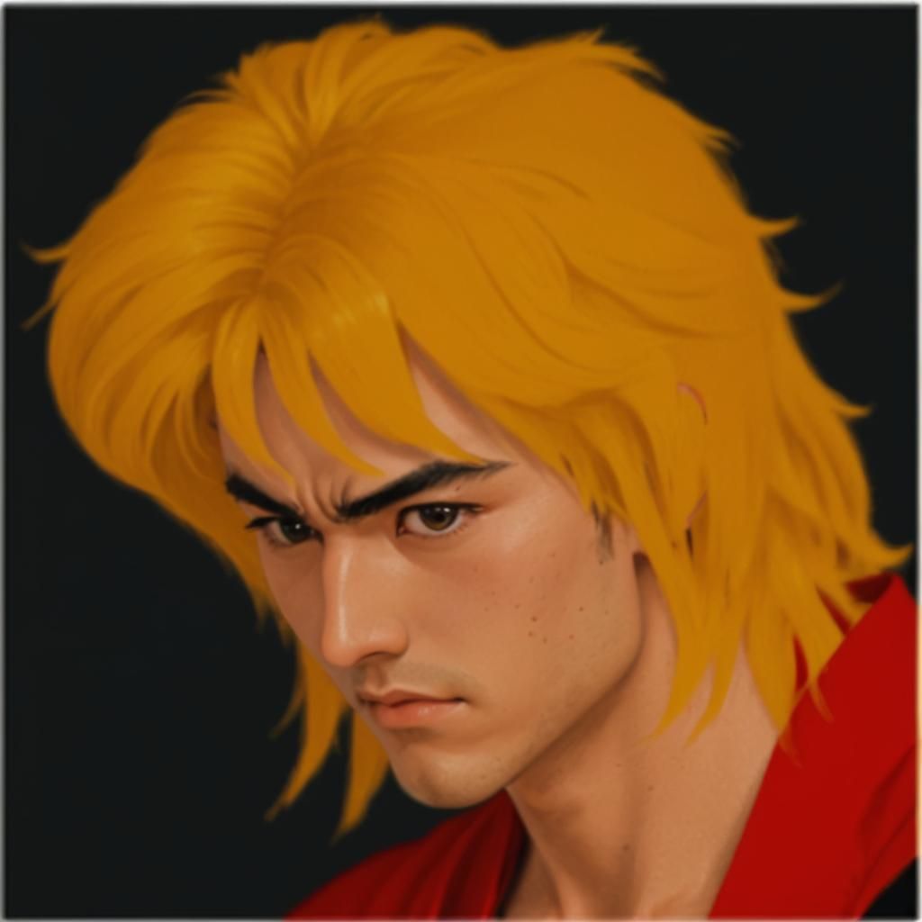 Ken Masters Portrait in Japanese Landscape, Digital Art