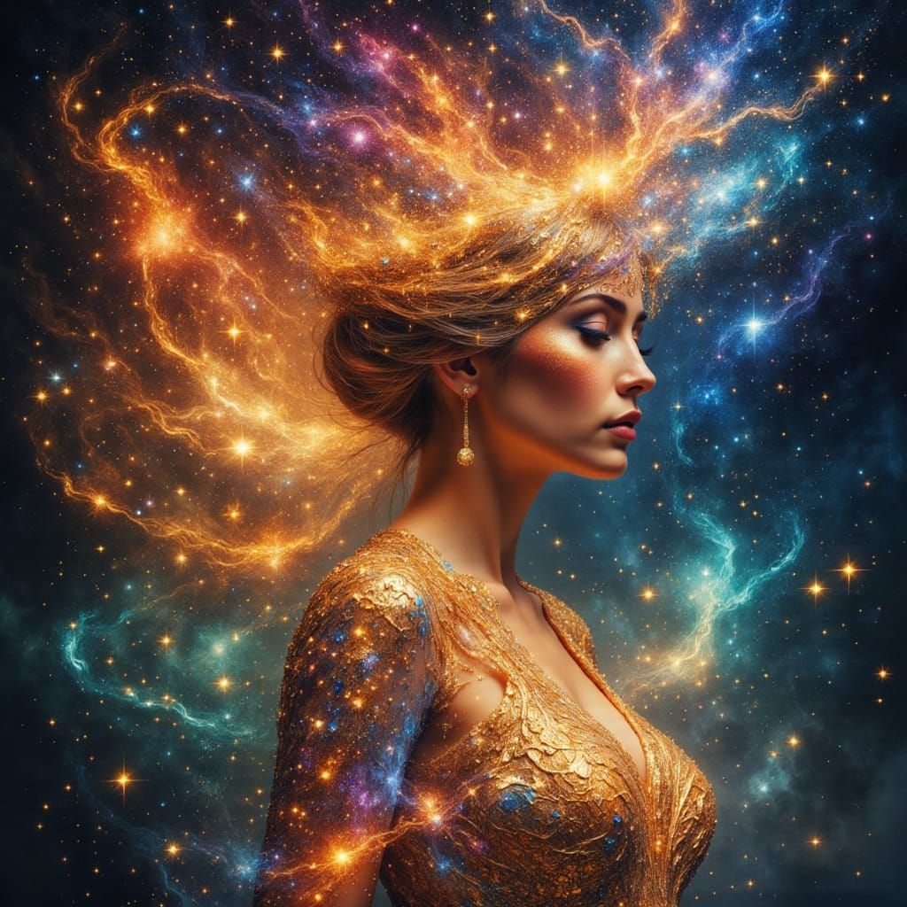 Glowing Goddess in Cosmic Splendor